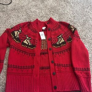 L.L. Bean Signature Cotton Fisherman Sweater, Short Cardigan Fair Isle